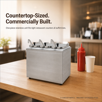 Distributeur de condiments à 3 compartiments, distributeur de sauces triple compartiment avec couvercles pour comptoir