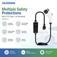 Cargador de Alta Tecnología J1772 Modo 2, 16A 240V Ajustable 6A 8A 10A 13A 16A, Más de 190 Patentes, Fabricante OEM, América del Norte