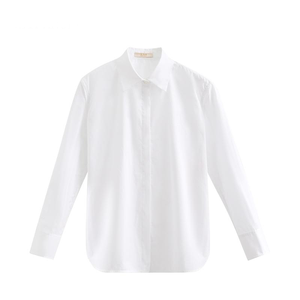 <span class=keywords><strong>Camicia</strong></span> Bianca Personalizzata SS 2026 per <span class=keywords><strong>Donna</strong></span>, 100% Cotone, Vestibilità Ampia, Blusa <span class=keywords><strong>Oversize</strong></span> Minimalista per Uso Quotidiano - Product Image 1