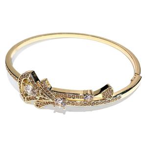 Fashion <b>Bangle</b> <b>Copper</b> Inlaid Zircon Horseshoe Buckle Micro Insert Women's Jewelry Gift Golden White Zircon - Product Image 5