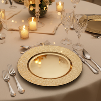 Assiettes de Présentation de Luxe en Plastique PP de 13 Pouces, Vente Directe Usine, Motif Personnalisé, Durables et Réutilisables pour Mariages et Fêtes d'Anniversaire