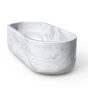 อ่างอาบน้ำรูปวงรีสั่งทำพิเศษสุดหรูหราทันสมัย สีขาวลายเกล็ดหิมะแบบสแตทูอเรีย สำหรับแช่ตัวในห้องน้ำ วิลล่า โรงแรม บ้านพักอาศัย - Product Image 1