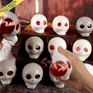 Juguete Antiestrés de Calavera Horripilante, Bola de Estrés de Calavera de Terror, Insectos Realistas de TPR, Juguete de Cabeza de Esqueleto, Recuerdos de Fiesta de Halloween - Product Image 1