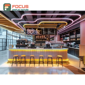 Modular Cafe Service Counter Tempered Glass Front Syrup Bottle Display Area Roastery Service Counter - Product Image 3