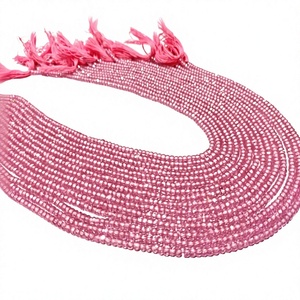 Cuentas facetadas de circonia cúbica rosa natural de 3 mm, hebra de 13 pulgadas de largo - Product Image 1