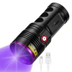 H46 120W High power 6x 365nm UV Flashlight Detector Money Pet Stains Ore ID Work Marker Usb Rechargeable Checker torch