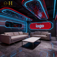Design moderne de salle de jeux pour cafés Internet et e-sports ergonomiques, et mobilier durable pour club de jeux, y compris une table d'ordinateur