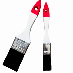 Escova de tinta personalizada 1 polegada, alça de madeira 100% poliéster, cauda vermelha, pincel de tinta plana