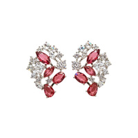 Luxuriöse Hochwertige Ohrstecker Glänzende Bunte Zirkon-Blumen 18k Silberbeschichtete Messing-Ohrstecker Modischer Damenschmuck