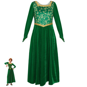 Vestido de Princesa Fiona, Verde Terciopelo, Manga Larga, Disfraz de Cosplay, Ropa para Actuaciones Escénicas - Product Image 1