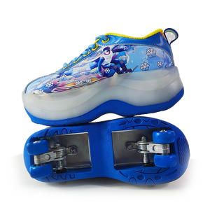 Niños construido en una fugitiva patinar en línea intermitente Roller Skate azul Quad para niños Ruedas Neumáticos zapatos precio rollerskate - Product Image 4