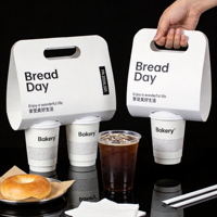 Porte-gobelets en papier biodégradable, recyclable, respectueux de l'environnement, de qualité alimentaire, avec poignée, pour café, thé, boissons chaudes à emporter