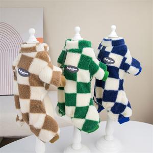 Xadrez velo cão macacão bonito pet roupas novo inverno quente cão futebol jersey pet roupas - Product Image 3