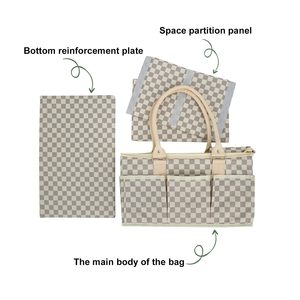 Organisateur de couches en polyester portable élégant avec couvercle peu encombrant Registre de bébé Sac fourre-tout préféré Style Panier de pique-nique - Product Image 3