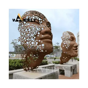 Modern Art Hanging Wall Bronze Abstract Wall Human Face Statues Large Size Antique Metal Bronze Man Head 3D Face Sculpture