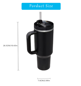 Gobelet de voyage isotherme en acier inoxydable à double paroi de 40 oz, sans BPA, avec poignée et paille, personnalisable avec logo - Product Image 2