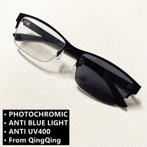 Fotocromático bisel rectángulo semi-sin montura aleación negro gris pequeño lunette anti reflejo hombres anti-reflectante gafas fotogray - Product Image 2