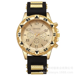 Reloj Deportivo de Lujo para Hombre con Esfera Azul, Bisel Dorado, Correa de Silicona y Función de Cronógrafo - Product Image 2