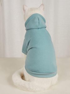 Sweat-shirt à <span class=keywords><strong>capuche</strong></span> pour chien QWINEE, <span class=keywords><strong>pull</strong></span> pour chat, design moderne, chaud, extensible, pour animaux de compagnie de petite/moyenne taille, toutes saisons, bleu cadet - Product Image 2