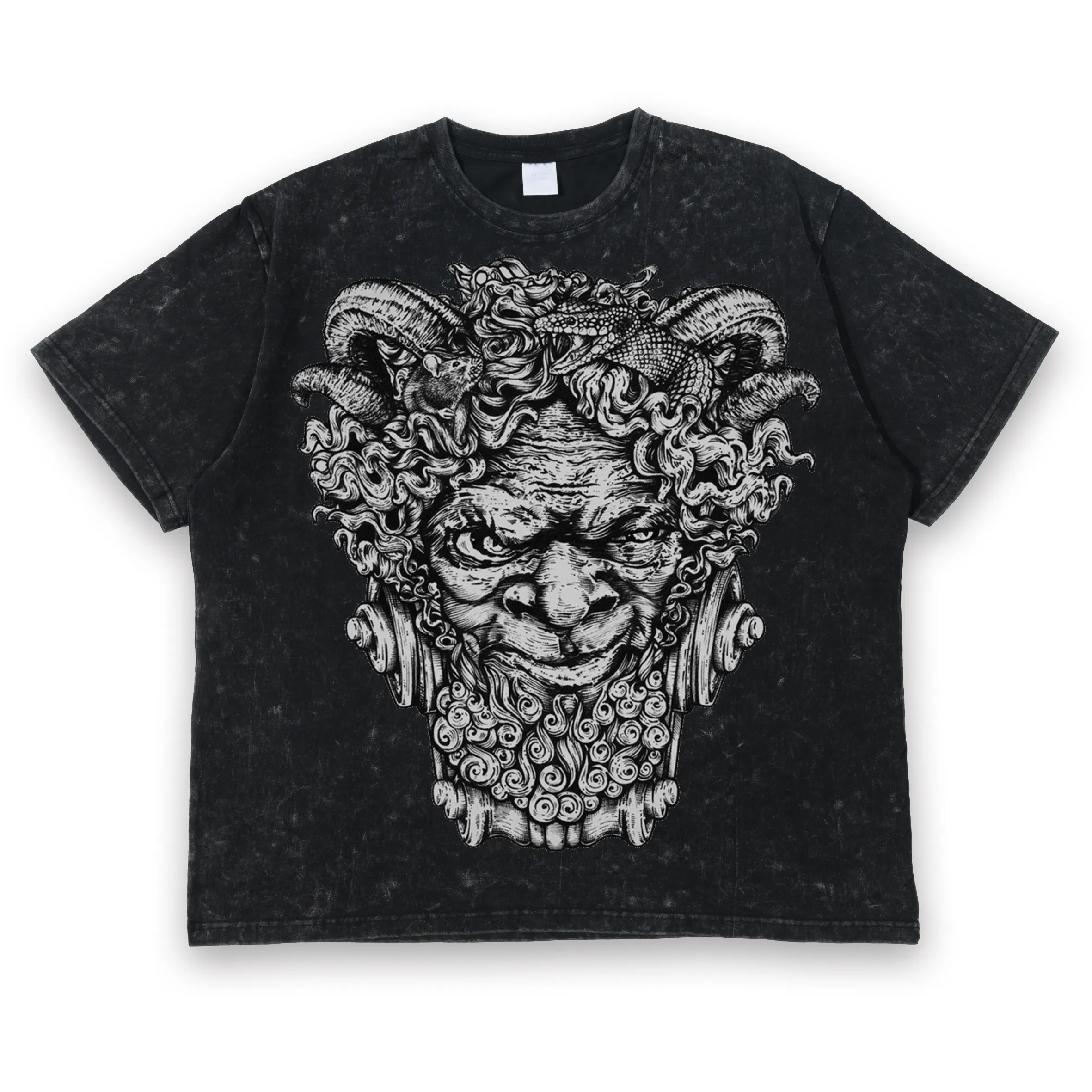 Ultimo design hip hop rapper nero stampa digitale oversize vintage lavato t-shirt per gli uomini