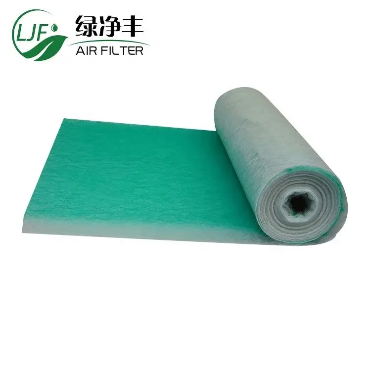 China Factory Wholesale Price Green-white Fiberglass Paint Stop Air Filter Media Roll