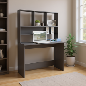 Scrivania per computer con ripiani 43,3x17,7x61,8 pollici, in legno ingegnerizzato, grigio, mobili per ufficio domestico - Product Image 2