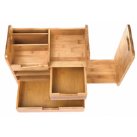 Estante de archivos de escritorio, organizador de escritorio, portalápices de almacenamiento, caja organizadora de madera para oficina en casa con cajón