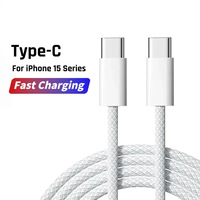 Kabel Data Braided Dual Type-C 60W untuk iPhone 17, Kompatibel dengan Pengisian Cepat 3A