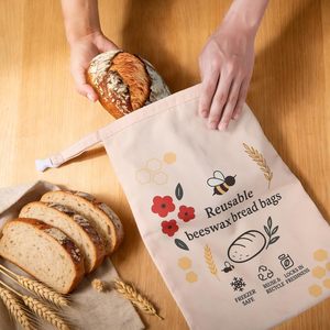 Sacs à pain réutilisables en cire d'abeille pour la cuisson du pain au levain XL – Écologiques, compatibles congélateur, pour garder le pain fait maison frais – Sac de conservation alimentaire - Product Image 2