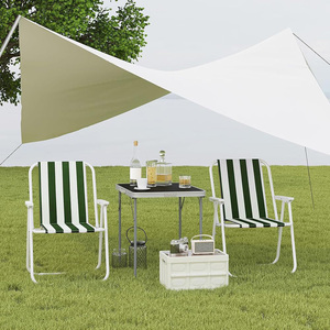 Sedia da Spiaggia Pieghevole Verde e Bianca a Righe con Braccioli in Tessuto 53x54x73 Cm per Uso Esterno - Product Image 5