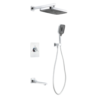 Robinet de douche thermostatique en laiton finition polie, ensemble de douche mural à jet de pluie, certifié CE pour hôtels et salles de bain domestiques