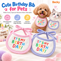 Écharpe d'anniversaire personnalisée rose et bleue confortable pour chat et chien, bavoir de fête pour animaux de compagnie, colliers d'anniversaire pour animaux