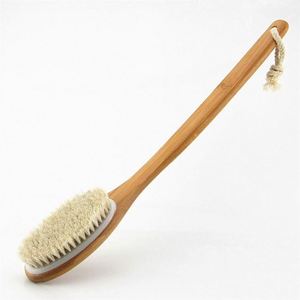 Bathroom Supplies Tools Horsehair <b>Bath</b> Brush with Long Curved - Product Image 4