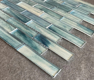 Phật sơn cao cấp hiện đại Sản phẩm mới trang trí backsplash bóng óng ánh gạch Mẫu Dải thủy tinh khảm tường gạch cho nhà bếp - Product Image 4