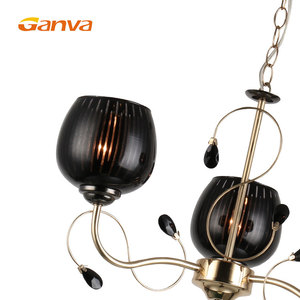 Contemporary Novel Black <strong>Glass</strong> <strong>Lampshade</strong> Wrought Iron Luxury Decorative Led Chandelier <strong>Pendant</strong> Light - Product Image 4
