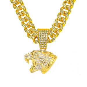 Collar con Colgante de Cabeza de Leopardo de Aleación, Diseño Popular y Personalizable, Venta Caliente, Joyería de Moda para Hombre, Estilo Hiphop, Venta al Por Mayor - Product Image 6