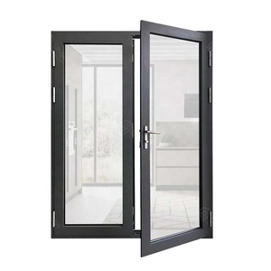 Fenêtre à battants en aluminium noir SJUMBO, design moderne de fenêtre française, triple vitrage, anti-effraction, anti-ouragan - Product Image 1
