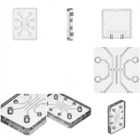 Dispositifs microfluidiques, puces et collecteurs en acrylique médical transparent usinés CNC, à haute précision, par collage par diffusion et moulage par injection
