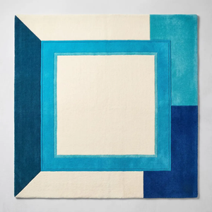 Tapis géométrique moderne en laine tuftée à la main, motif color block, design abstrait contemporain pour salon, chambre et décoration intérieure - Product Image 3