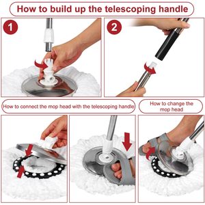 Bán Buôn Durable Sợi Nhỏ Quay Lau Và Xô Set Với Kính Thiên Văn Cực Ướt Và Khô Sàn Làm Sạch <span class=keywords><strong>360</strong></span> Xoay Lau - Product Image 3