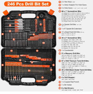 Juego de 246 Brocas <span class=keywords><strong>y</strong></span> Puntas de Destornillador, Multiusos para Madera, Metal <span class=keywords><strong>y</strong></span> Cemento, con Estuche de Almacenamiento Portátil - Product Image 2