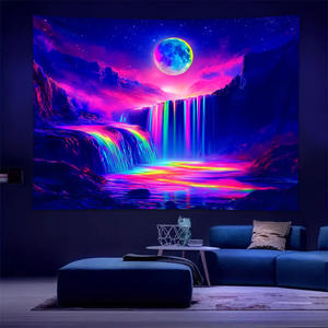 Personnalisé Bohème <span class=keywords><strong>Psychédélique</strong></span> Champignon Tapisserie <span class=keywords><strong>UV</strong></span> Réactif <span class=keywords><strong>Tenture</strong></span> Murale Glowing LED Effet Lumière Partie Salle Décor Art Affichage - Product Image 4