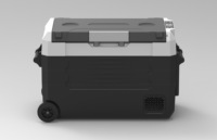 Réfrigérateur de voiture portable 12V 24V 55L à double zone en ABS avec compresseur DC, poignée et roues, rangement indépendant pour le camping