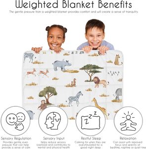 Manta Ponderada con Diseño de Animales de la Selva para Niños y Niñas, Tamaño Pequeño, Lavable, 5 Libras, Certificación Oeko-Tex - Product Image 5