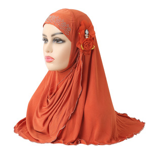 Couverture de perceuse chaude de fleur de ruban de glace Hijab instantané fabrication de foulard avec du fil Hijab en jersey instantané - Product Image 2