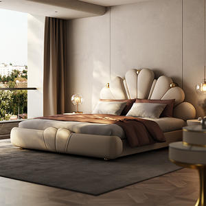 יוקרה כפול מיטת מסגרת חדר שינה ריהוט מלך גודל מיטת איטלקי מודרני עור מלכה עם אחסון - Product Image 4