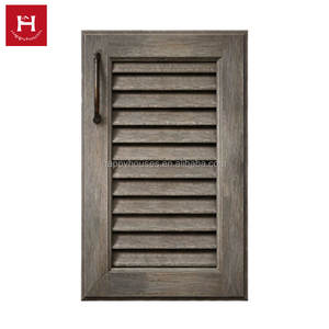 Porte de placard ventilée à persiennes en bois massif Happy Houses, gris patiné, style ferme, sur mesure, de remplacement - Product Image 1