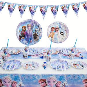 Decorazioni per Feste <span class=keywords><strong>di</strong></span> Compleanno a Tema <span class=keywords><strong>Frozen</strong></span>, Set <span class=keywords><strong>di</strong></span> Stoviglie Usa e Getta con Piatti <span class=keywords><strong>di</strong></span> Carta, Tovaglioli e Bicchieri a Tema Castelli <span class=keywords><strong>di</strong></span> Ghiaccio - Product Image 2