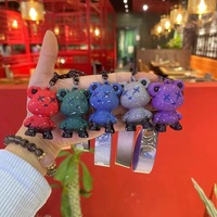Porte-clés Ours en Peluche 3D Mignon en Silicone avec Impression UV, Accessoires en Acier Inoxydable pour Voiture et Sac, Ours Cool - Grande Vente