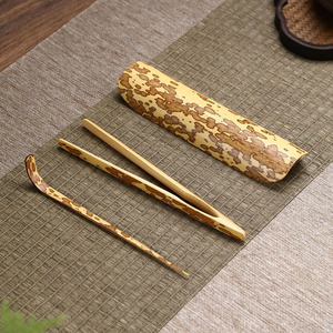 Ensemble de cuillères à thé en bambou vert, faites à la main, trois pièces, accessoires pour cérémonie du thé - Product Image 1